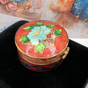 Sienna Cloisonné Hinged Round Pill Box